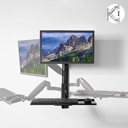 VIVO Black Sit-Stand Wall Mount Counterbalance Height Adjustable Monitor and Keyboard Workstation for Screens up to 27 inches STAND-SIT1K… - color: Black