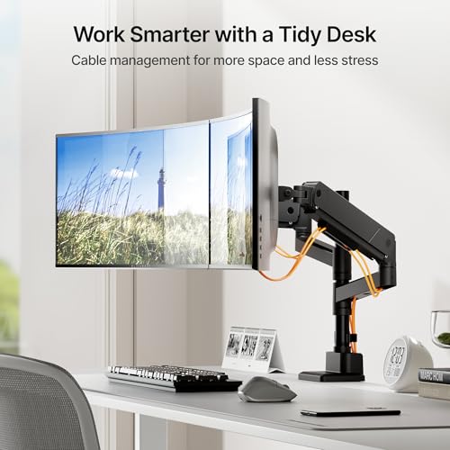 monTEK Dual Monitor Mount Tall Monitor arms for 17 to 35 Inch Screen - size: Dual Mount