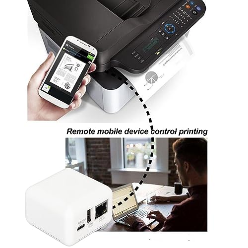 Luqeeg LAN Print Share Server, Supports Image and Text Printing, Computer Print Server Adapter, Multiple Interfaces, Maximum Support 256GB, Compatible with 95% USB Printer Brands (US