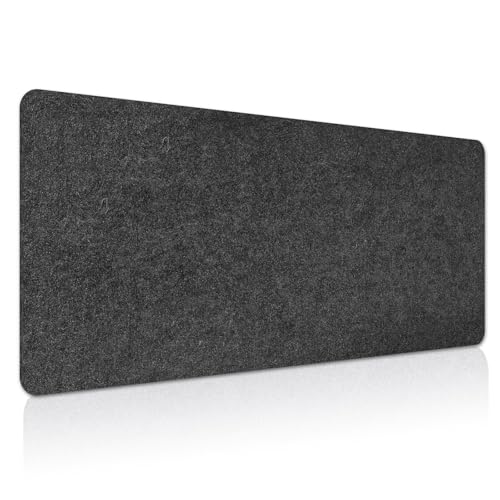 Large Felt Desk mat 36x12 inches, with Non-Slip Full Desk Mouse Pad,Office Computer Desk Mat for Keyboard,Felt Desk Mat for Desk Pad Protector (Dark Gray) - size: 36" x 12"