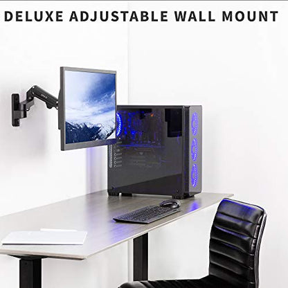 VIVO Black Single Monitor Wall Mount for 17 to 32 inch Screens, MOUNT-G100B | Premium Aluminum Monitor Mount, Pneumatic Adjustable Arm, Maximum VESA 100x100, Holds 15.4 lbs - size: 17" to 32"