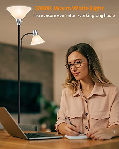 LEPOWER Floor Lamp, Bright Standing Lamp with Replaceable 3000K LED Lights - style: Floor Lamp (2 heads)