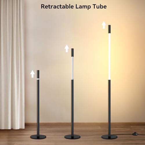 NUÜR Modern Black Floor Lamp, Dimmable LED Standing Lamp with Remote - style: Slim Linear Floor Lamp