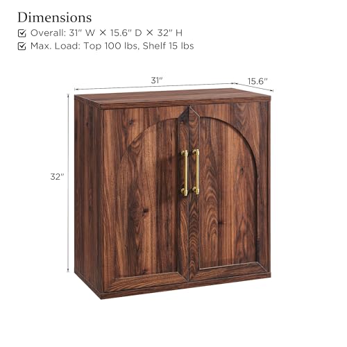 ACCOHOHO Arched Door Sideboard Buffet Cabinet Set of 3, Brown | Modular, Multi-Compartment Storage, Adjustable Shelf, Soft Close Hinges, Freestanding, for Dining Room, Living Room - color: Brown