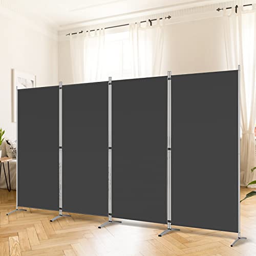 RANTILA 4 Panel Room Divider, 6 Ft Tall Folding Privacy Screen Room Dividers, Freestanding Room Partition Wall Dividers, 136''W x 20''D x 71''H, Black - color: Black, size: 34" - 4 Panel