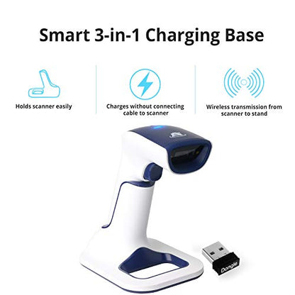 ScanAvenger Wireless Portable 1D with Stand Bluetooth Barcode Scanner: Hand Scanner 3-in-1, Cordless, Rechargeable Scan Gun for Inventory - USB Barcode Reader (1D Only with Next Gen Stand) - style: 1D With Next Gen Stand