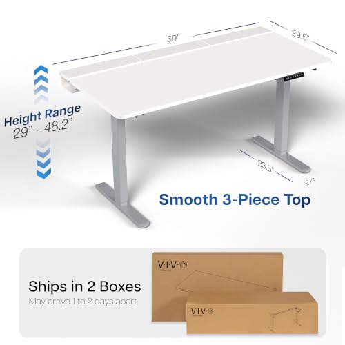 VIVO White 60 x 30 in Standing Desk, DESK-KIT-1G6-P3W - color: White Top / Gray Frame, size: 60 x 30
