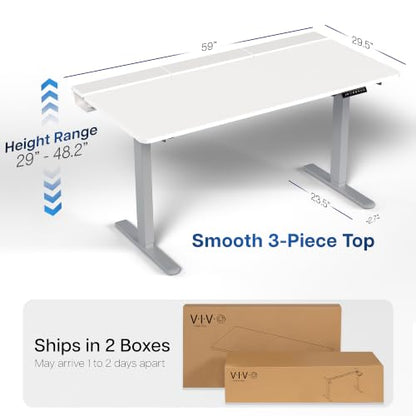 VIVO White 60 x 30 in Standing Desk, DESK-KIT-1G6-P3W - color: White Top / Gray Frame, size: 60 x 30