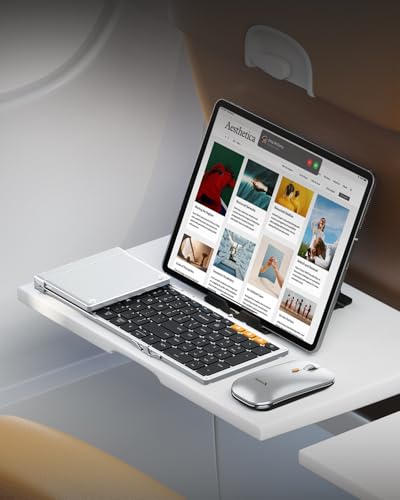 ProtoArc XKM01 Full-Size Foldable Keyboard Mouse for Travel, Black Silver - color: Black Silver