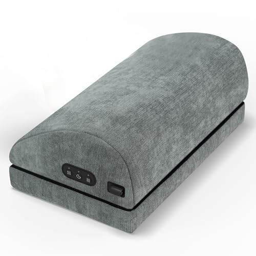 Heated Foot Rest for Under Desk at Work, Gifts | Ergonomic Memory Foam, Feet Warmer Heater, Foot Stool with Vibration Massage & 2 Heat Levels - color: Light Grey