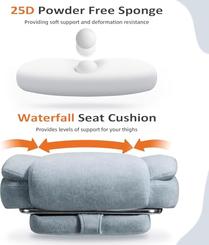 HOMREST 6-Point Massage Office Chair with Reclining Backrest, Heated Executive Office Chair, Velvet Ergonomic Computer Desk Chair with Footrest & Padded Armrest, Airy Blue - color: Airy Blue