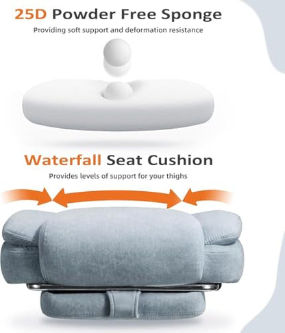 HOMREST 6-Point Massage Office Chair with Reclining Backrest, Heated Executive Office Chair, Velvet Ergonomic Computer Desk Chair with Footrest & Padded Armrest, Airy Blue - color: Airy Blue