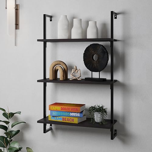 happimess Madera 3-Shelf Wall Mounted Bookcase 40.55", Black - color: Black, size: 3-Tier 40.55"