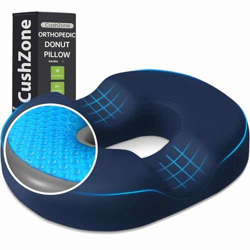 Donut Pillow Seat Cushion, Cooling Gel Memory Foam Chair Cushion, Blue - color: Blue, size: X-Large