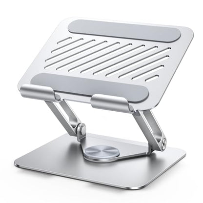 UGREEN Tablet Stand Holder for Desk with 360° Rotating Base Aluminum Dual Rod Support Adjustable Home Office Accessories Compatible with iPad Pro 13 12 11 Air Mini 5 4 3 Phone E-Reader Silver