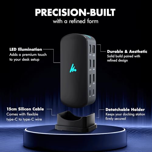 Type C 11 in 1 Wozoyo Docking Station, PD 100W, 2X4K@60Hz HDMI, 4K DisplayPort,2XUSB 5Gbps, 1 Gigabit Ethernet, SD/TF,AUX Port, Compatible Thunderbolt 4, macOS, Windows, Android & iOS - style: 11-in-1