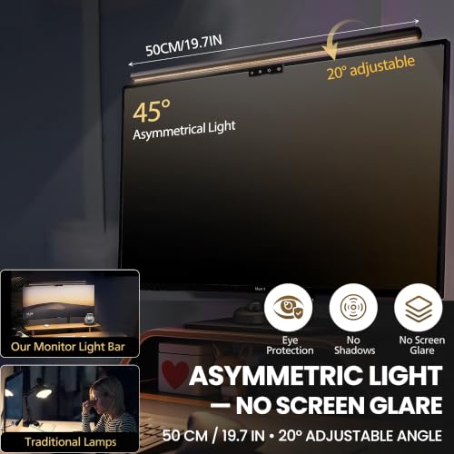 Monitor Light Bar 19.7", No-Glare Asymmetric Desk Screen Lamp