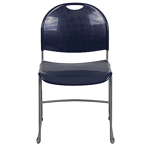 Flash Furniture Hercules Stack Chair, Navy, 5-Pack | Powder Coated, 880 LBS. Weight Capacity - color: Navy Plastic/Silver Frame, size: Set of 5