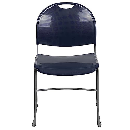 Flash Furniture Hercules Stack Chair, Navy, 5-Pack | Powder Coated, 880 LBS. Weight Capacity - color: Navy Plastic/Silver Frame, size: Set of 5