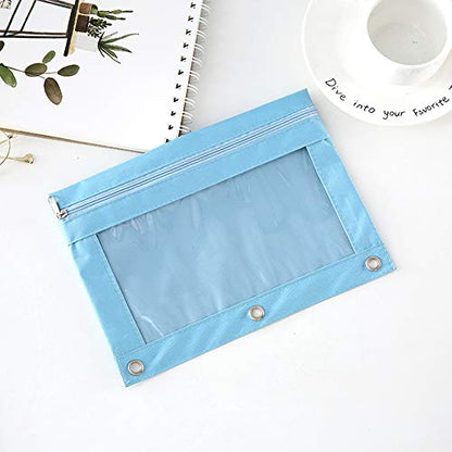 Zippered Pen Pencil Binder Pouch - color: Light Blue