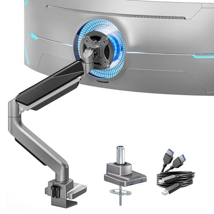 Heavy Duty Single Monitor Mount for 13"-49" Curved Screens with USB, Gray - color: Grey, style: with USB