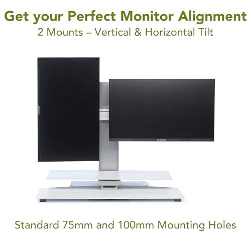 Perfect POSTURE Standing Desk Converter - Dual Monitor Riser - 18" Lift - color: White