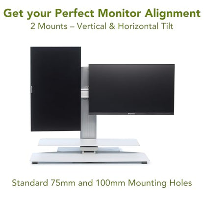 Perfect POSTURE Standing Desk Converter - Dual Monitor Riser - 18" Lift - color: White