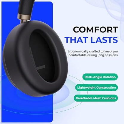 YealinkBH76 Plus UC Wireless Headset for Work (1208708), Bluetooth Headset with ANC Mic, Retractable Mic Arm, Switchable Earpads, Compatible with Teams, Zoom & Business Calls