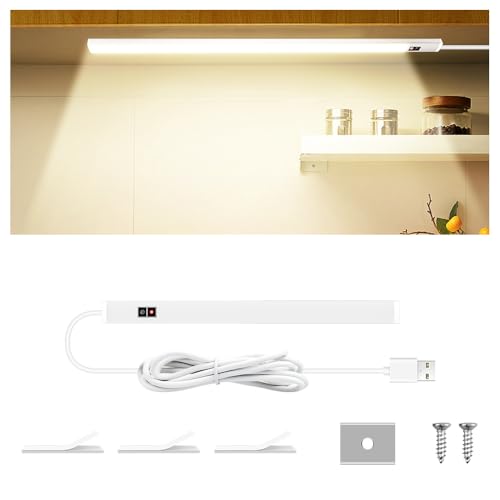 Hand Motion Activated LED Light Bar 5V USB Powered 3000K Warm White Adjustable Brightness Under Cabinet Lamp Indoor Home Lighting for Closet Kitchen Shelf Display Cabinet - color: Warm White, size: 7.87 Inch/20CM