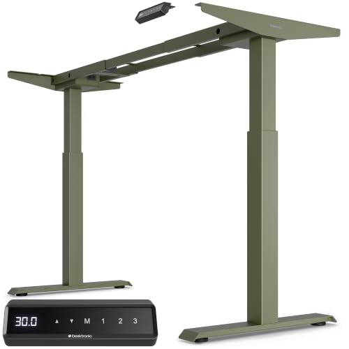 Desktronic Height Adjustable Standing Desk Frame — Ergonomic Sit Stand Desk Frame, Electric Dual Motor, USB & USB-C Charging, Wobble-Free, Touchscreen, 3 Memory Presets, Anti-Collision - color: Green