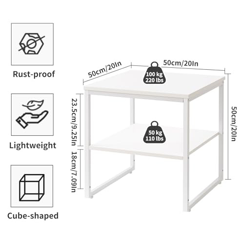 Aibiju Large End Table for Living Room, Small Table Stand 20 Inch, Fridge Stand Printer Table with Adjustable Shelf, Square Tea Coffee Table for Office White YD-TM153W - color: White, style: Basic