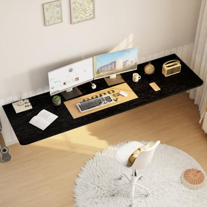 IAE Wall Mounted Folding Desk,Floating Computer Desk for Small Spaces,Black | 72x22in engineered wood desktop with metal brackets, folds flat to save space in home office, apartment and laundry room - color: Black, size: 72"*22"