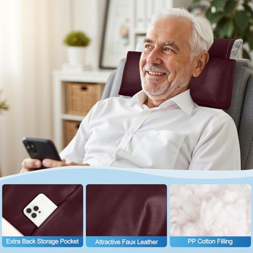 Recliner Pillow, Adjustable Neck & Head Support Pillow - color: Burgundy