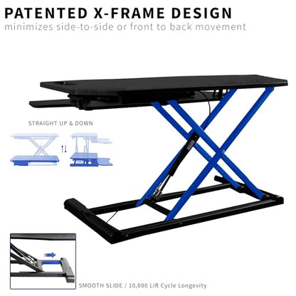 VIVO Extra Wide 38 inch Corner Desk Converter, K Series, Height Adjustable Sit to Stand Riser, Dual Monitor and Laptop Workstation with Wide Keyboard Tray, Black, DESK-V000KL - size: 38"