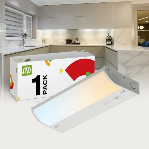 ASD LED Under Cabinet Lighting, 9 inch 3W 202 LM, Dimmable Hardwired Under Cabinet Lights for Kitchen, 3000K Soft/4000K Cool/5000K Daylight, Under Counter Light Fixtures, ETL, White, Bullnose Design - color: 9 Inch White, size: 1 Pack