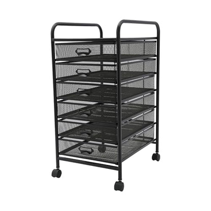 Rolling File Cabinet with 6 Drawers, Filing Cart Under Desk Storage Office Organizer with Table Top & Wheels, Utility Cart File Folder Printer Stand, L11.8×D15×H24.4in, Black - size: 6 Tier