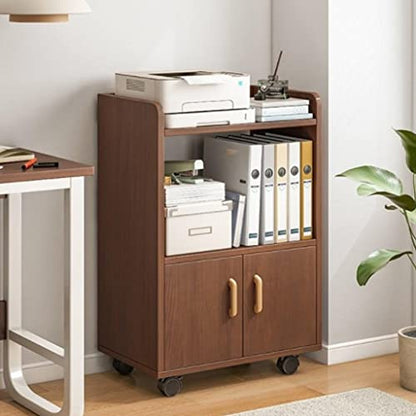 Shelf Placement Cabinet Floor Shelf Office Filing Cabinet Wooden Movable Computer Desk Side Low Cabinet(Beige) - color: Beige