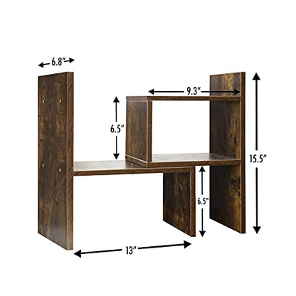 BROWN-BROWN Desktop Shelves & Office Shelves Desk Shelf Organizer Wooden Desk Shelf - color: Shelf 2