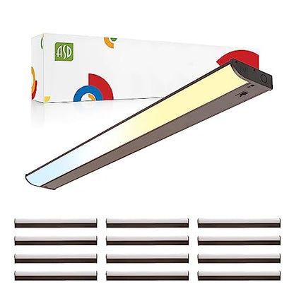 ASD 12 Pack LED Under Cabinet Lighting, 32 inch 16W 1057 LM, Dimmable Hardwired Under Cabinet Lights for Kitchen, 3000K/4000K/5000K, Under Counter Light Fixtures, ETL, Bronze, Bullnose Design - color: 32 Inch Bronze, size: 12 Pack
