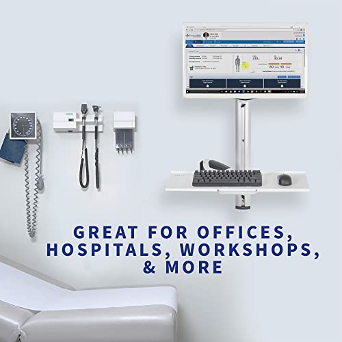 VIVO Sit-Stand Wall Mount Counterbalance Height Adjustable Monitor and Keyboard Workstation for Screens up to 27 inches, White STAND-SIT1KW - color: White