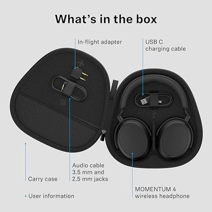 Sennheiser Momentum 4 Wireless Headphones, ANC, 60 Hr Battery, Black - color: Black