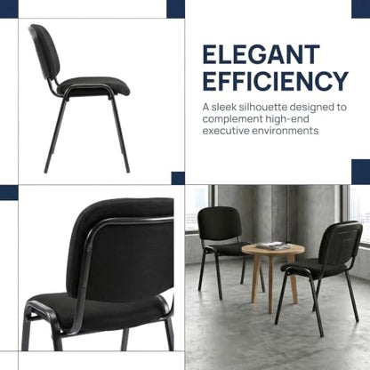 HNY Black Waiting Room Stackable Chairs Mesh Ergonomic Reception Chairs Set of 5 Conference Desk Guest Chair for Meeting Room, Office, Lobby, Events, Hall - color: Black Mesh