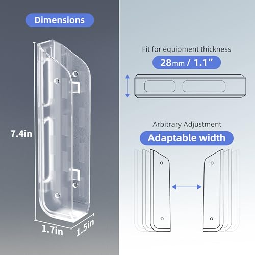 ELETIUO Clear Wall & Under Desk Laptop Mount Holder–Adhesive & Screw in,1.02"/ 26 mm,Anti-Scratch Pads,Universal for MacBooks,Surface,Keyboards,Tablets,Switch &More - color: Transparent