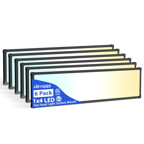 AIKVSXER 6Pack 1x4 LED Flat Panel Light, 6500LM Ultra-Bright, 30-50W Black - color: Black, size: 1x4ft-6P