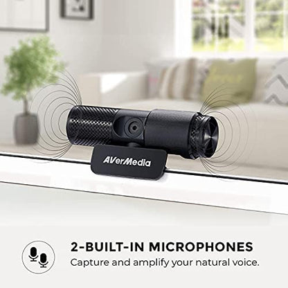 AVerMedia Live Streamer Cam 313 - Full HD 1080P Webcam with Privacy Shutter, Dual Microphone, 360 Degree Swivel for Video Conference - NDAA Compliant (PW313) - style: 1080p30 Fixed Focus