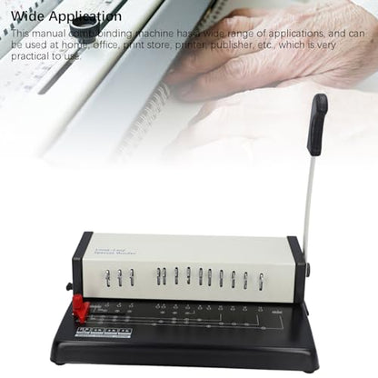 Wire Binding Machine Manual Comb Machine with Hardware and Plastic Construction 25 Sheet Punch Capacity 13 Holes Adjustable Margins for A4 A5 A6 Home Office