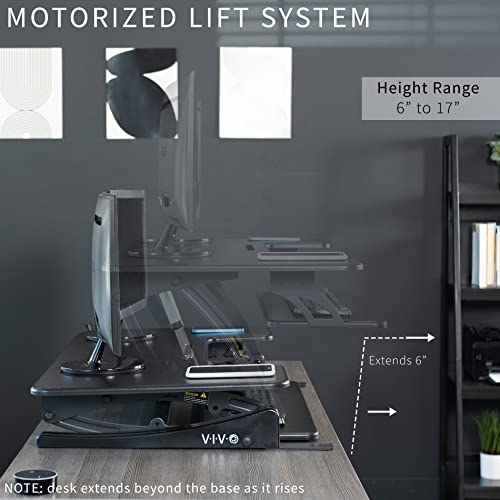 VIVO Black 36 in Electric Desk Converter, DESK-V000VE | Height Adjustable, Stand Up Desk Riser, Wide Keyboard Tray, Dual Monitor and Laptop Workstation, Black Frame, V Series - size: 36"