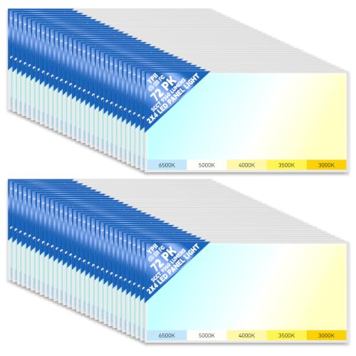 LED Flat Panel Light LED Drop Ceiling Light Fixture, 5 CCT 3000K-6500K Adjustable & 5 Wattage Selectable Recessed Back-Lit Fixture for Office, ETL Listed - size: 2X4 72Pack