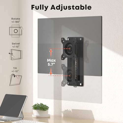 PUTORSEN Premium Height Adjustable Monitor Wall Mount up to 35 inch Ultrawide Screen, Low Profile VESA Wall Mount Monitor Holds up to 22 lbs, Full Motion Computer Monitor Mount, VESA 75/100, Black