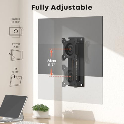 PUTORSEN Premium Height Adjustable Monitor Wall Mount up to 35 inch Ultrawide Screen, Low Profile VESA Wall Mount Monitor Holds up to 22 lbs, Full Motion Computer Monitor Mount, VESA 75/100, Black